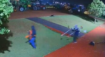 Câmera de segurança flagram elementos furtando maquinas de cortar grama em Assis Chateaubriand