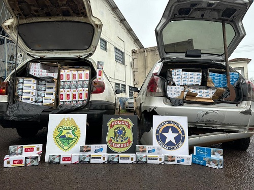 Polícia Federal, Receita Federal e PM apreendem veículos com contrabando na região