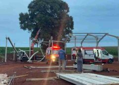 Trabalhadores caem durante obra na PR-486 entre Cascavel e Tupãssi