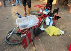 Vendedor de salgados morre atropelado; motorista foge e mercadorias são saqueadas
