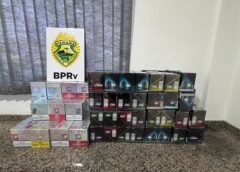 ROTAM da PRE apreende veículo com quase mil cigarros eletrônicos na PR 486, em Assis Chateaubriand