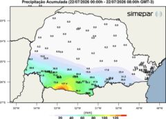 Chuva forte marca a quarta-feira em Assis Chateaubriand; Simepar prevê até 50,8 mm e risco de temporais
