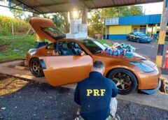 Esportivo de luxo com fundo falso é apreendido na BR-277